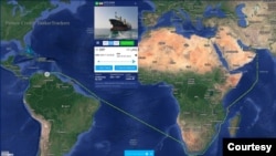 مسیر یکی از نفتکش‌های ایرانی در مسیر ونزوئلا - عکس از TankerTrackers