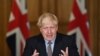 Britain's Prime Minister Boris Johnson speaks during a virtual news conference at Downing Street, London, Sept. 9, 2020. 