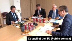 ARHIVA - jedan od susreta premijera Kosova i predsednika Srbije Briselu (Foto: Council of the EU/video grab)