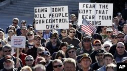 Tenessi shtatining Neshvil shahrida namoyishchilar qurolga egalik qilish huquqini yoqlab chiqdi, 19-yanvar, 2013-yil.