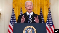 លោក​ប្រធានាធិបតី Joe Biden ថ្លែង​អំពី​ប្រទេស​អាហ្វហ្គានីស្ថាន​ពី​សេតវិមាន រដ្ឋធានី​វ៉ាស៊ីនតោន ថ្ងៃទី១៦ ខែសីហា ឆ្នាំ២០២១។