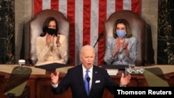 نخستین سخنرانی جو بایدن چهل و ششمن رییس جمهوری ایالات متحده در نشست مشترک کنگره، ۲۸ آوریل ۲۰۲۱ 