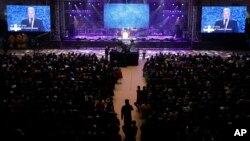 More than 10,000 Vietnamese have filled up a stadium Dec. 8, 2017 in a rare Christian evangelistic event led by the Rev. Franklin Graham, who says he wants the communist government to consider Christians its best citizens. (AP Photo/Hau Dinh)