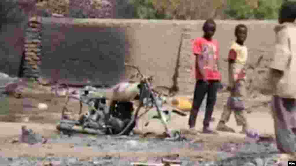 Wuraren da suka lalace sakamakon harin 'yan Boko Haram.