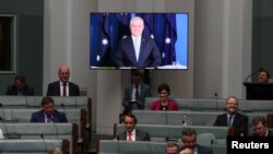 澳大利亞總理莫里森(Scott Morrison)11月30日出席視頻會議。