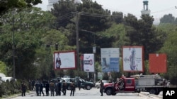 نیروهای امنیتی افغانستان در مجاورت محل برگزاری نشست «شورای علمای افغان» یا لویه جرگه در منطقه ۵ کابل - ۱۴ خرداد ۱۳۹۷ 