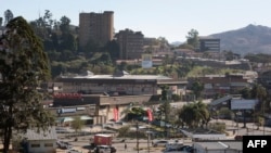 FILE - The city of Mbabane, Eswatini, is seen on July 3, 2021, following days of violent pro-democracy protests. 