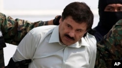 Gembong narkoba Meksiko, Joaquin "El Chapo" Guzman, saat ditangkap di Mexico City, 22 Februari 2014 (Foto: dok).