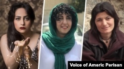 از راست: زینب جلالیان،‌ نرگس محمدی، و سهیلا حجاب