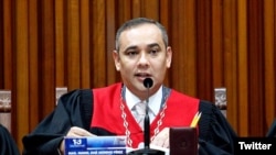 ARCHIVO - Maikel Moreno, presidente del Tribunal Supremo de Justicia de Venezuela, uno de los ocho funcionarios del TSJ sancionados por EE.UU.