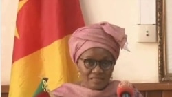 FILE - Marie-Thérèse Abena Ondoa, Cameroon's minister of women's empowerment and the family, in Yaounde, Feb. 2019. (Moki Edwin Kindzeka/VOA)
