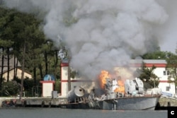 2008 წლის აგვისტო, ფოთი, რუსი ოკუპანტების მიერ განადგურებული სამხედრო-საზღვაო ფლოტის ფლაგმანი, სარაკეტო კატარღა "თბილისი", როიტერი