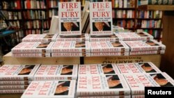 Copies of the book "Fire and Fury: Inside the Trump White House" by author Michael Wolff are seen at the Book Culture bookstore in New York, Jan. 5, 2018. 